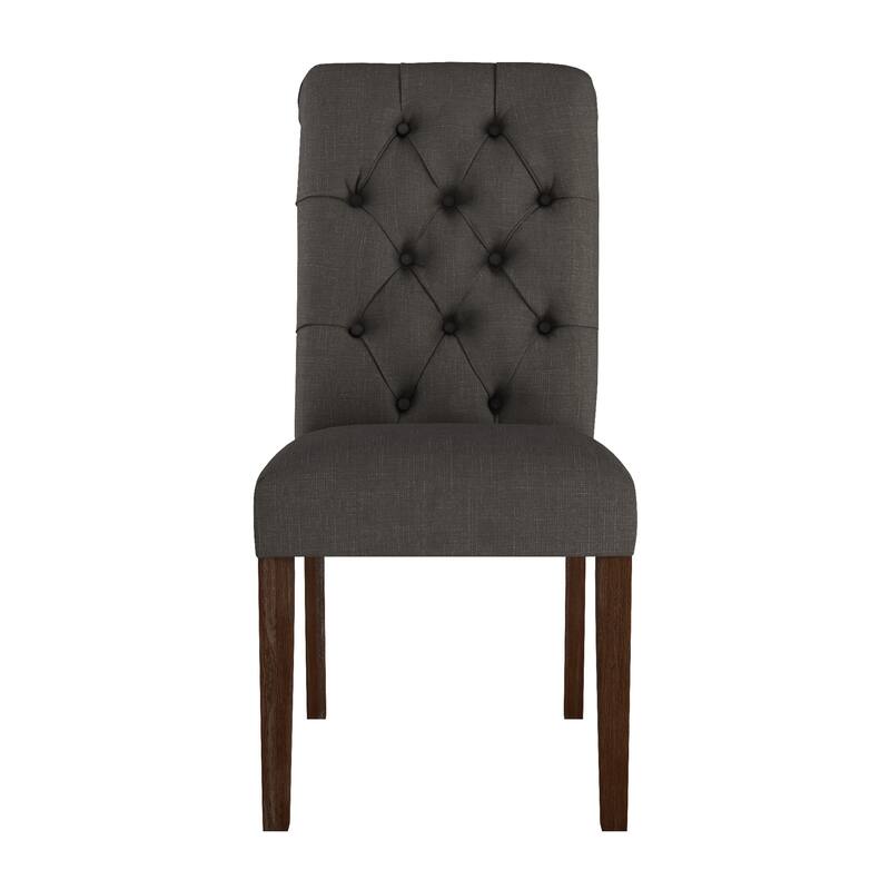 Benchwright Linen Tufted Dining Chair with Brown Finish Legs (Set of 2) by iNSPIRE Q Artisan