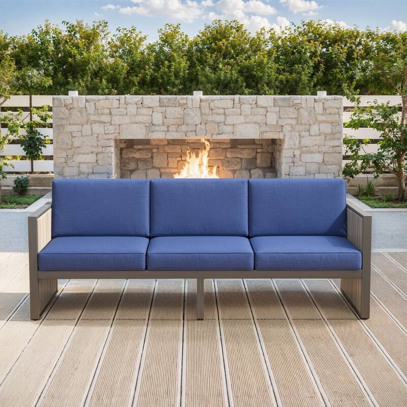 Pocassy 5 Inch Outdoor Patio Funiture Sets - Blue Cushion - 1PC Sofa with Cushion