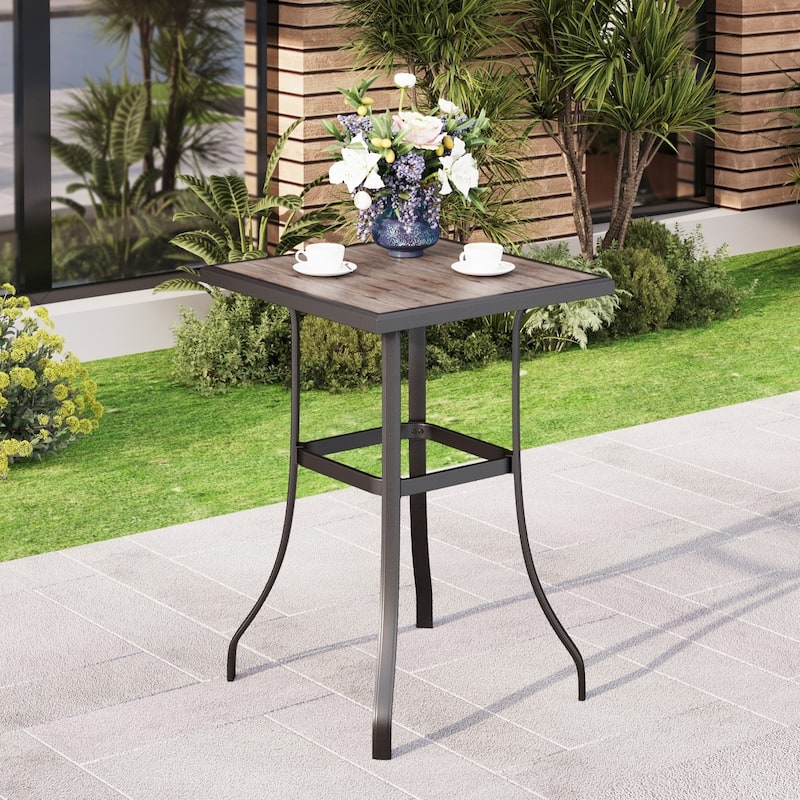 Patio Bar Table Outdoor Metal Bar Table Square Bistro Bar Table 27.5" x 27.5"