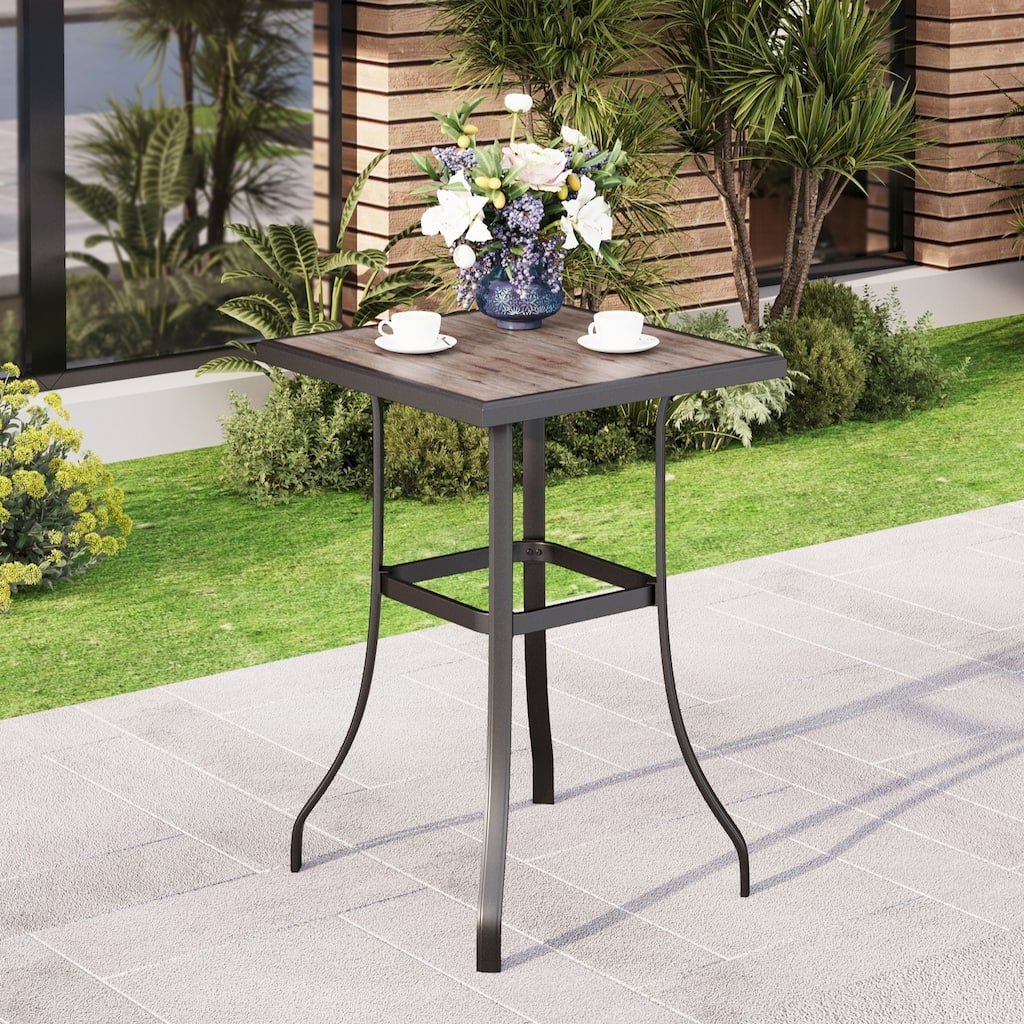 Patio Bar Table Outdoor Metal Bar Table Square Bistro Bar Table 27.5" x 27.5"