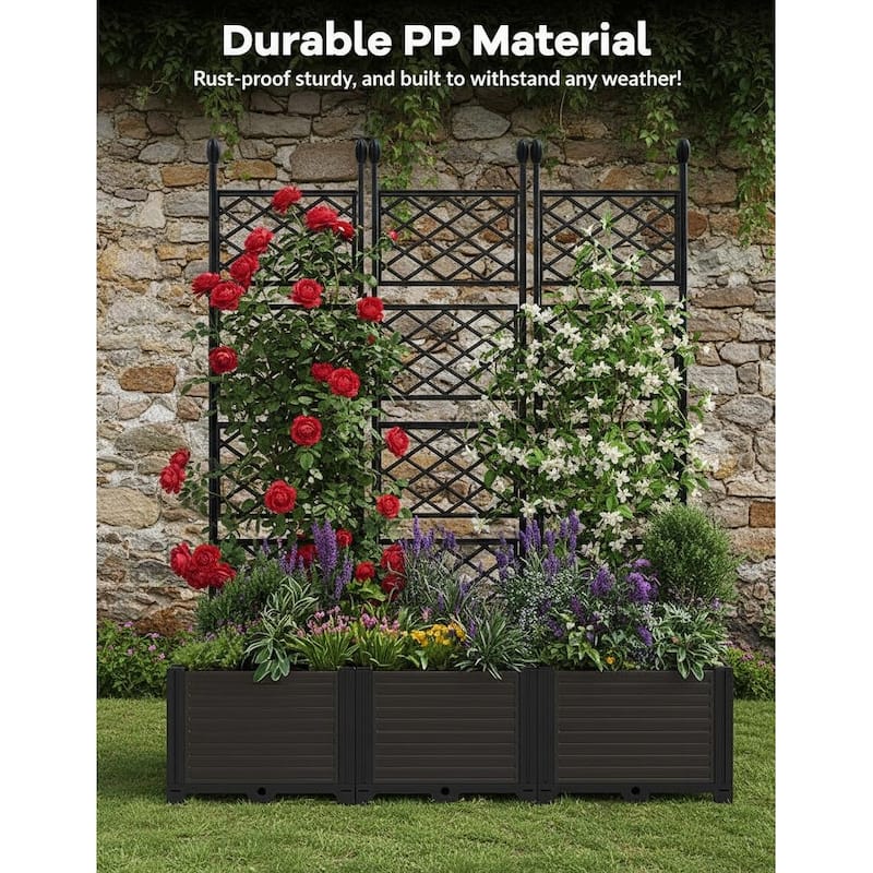 Raised Planter Box with Trellis, Balcony Privacy Screening