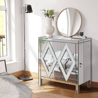 Cabinet with Mirror Trim and Diamond Shape