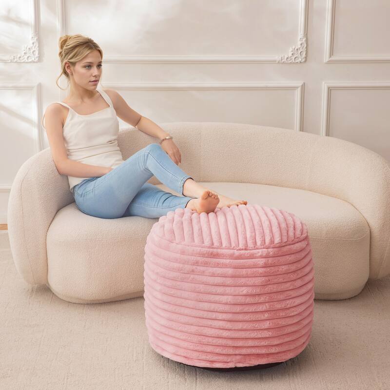 Round Corduroy Pouf Ottoman 20-inch/26inch