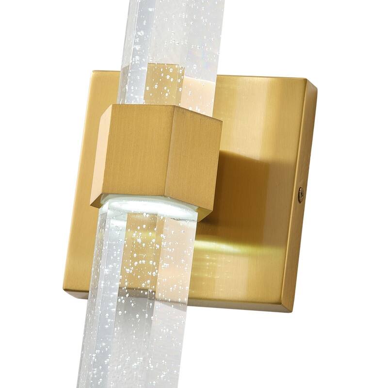 Modern LED Light Brass Crystal Wall Sconce for Hallway or Bathroom Vanity