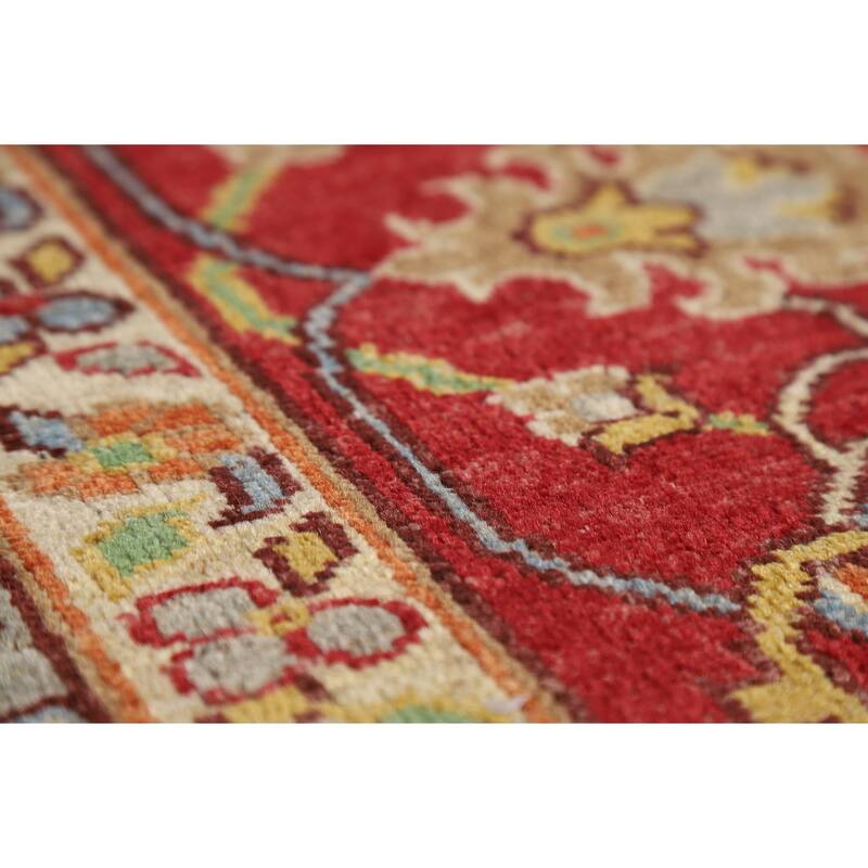 Vegetable Dye Ziegler Area Rug Handmade Green Floral Wool Carpet - 7'11" x 9'10"