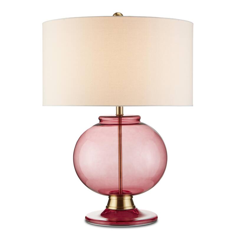 Currey & Company Jocasta Red Table Lamp - 27.75"h x 20"dia - 27.75"h x 20"dia - Clear Red/Brass