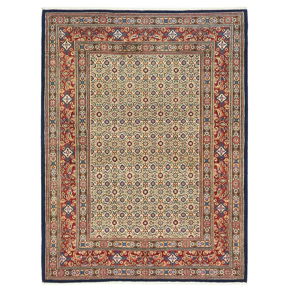 ECARPETGALLERY Hand-knotted Kayseri Vintage Cream Wool Rug - 3'8 x 4'11