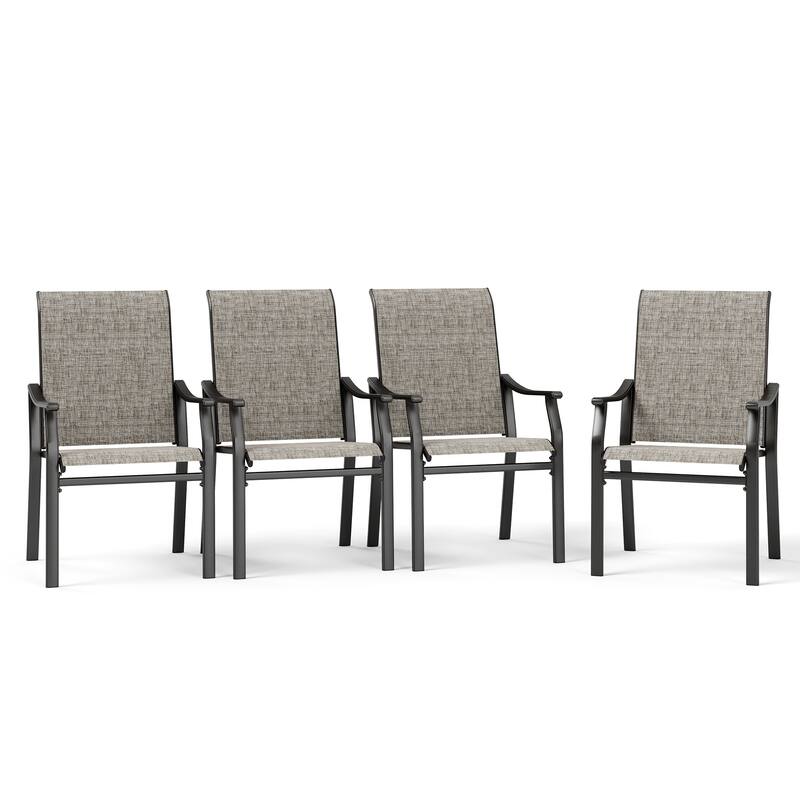 MAISON ARTS 2/4-Piece Patio Dining Chair, High Back Textilene Fabric Padded Armchairs - Fixed Chairs-4 Piieces