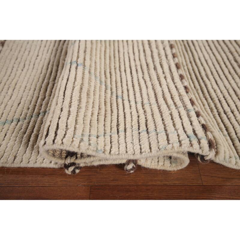 Earth Tone Moroccan Oriental Area Rug Handmade Trellis Wool Carpet - 7'6"x 10'8"