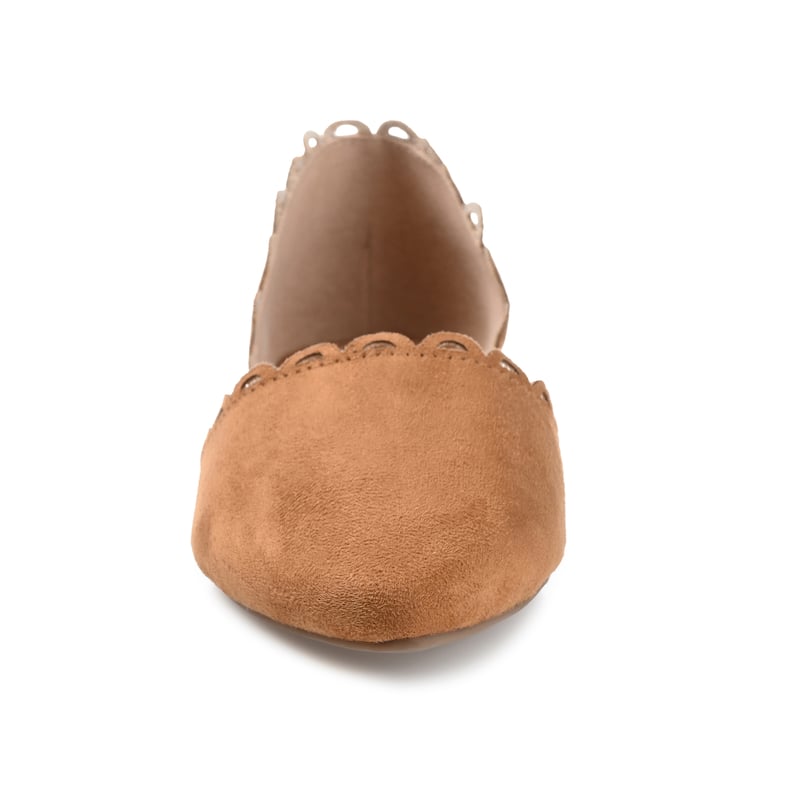 Journee Collection Women's Jezlin Slip On Almond Toe Ballet Flats - Cognac - Wide - 7.5