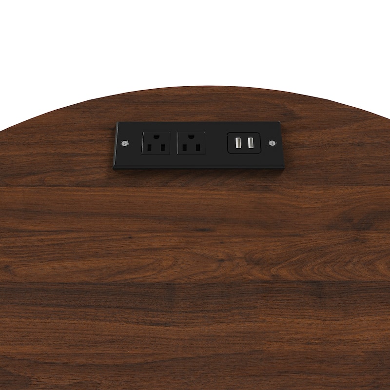 Anmytek Rotating Nightstand with Charging Station USB Wooden Bedside Table Storage Modern