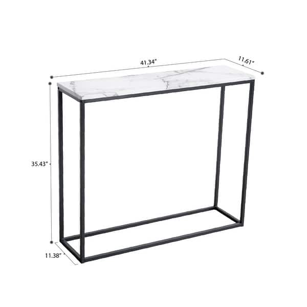 Roomfitters White Faux Marble Console Table, Bar Table for Dining Room