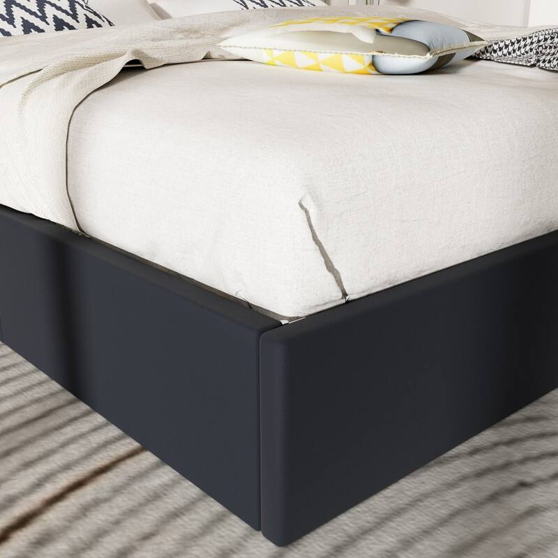 Plywood Frame Upholstered Platform Bed with Lift-up Storage