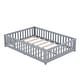 preview thumbnail 87 of 106, Twin/Full/Queen Size Floor Bed with Safety Guardrails for Kids, Wood Montessori Bedframe w/ Door, Children's Noiseless Beds
