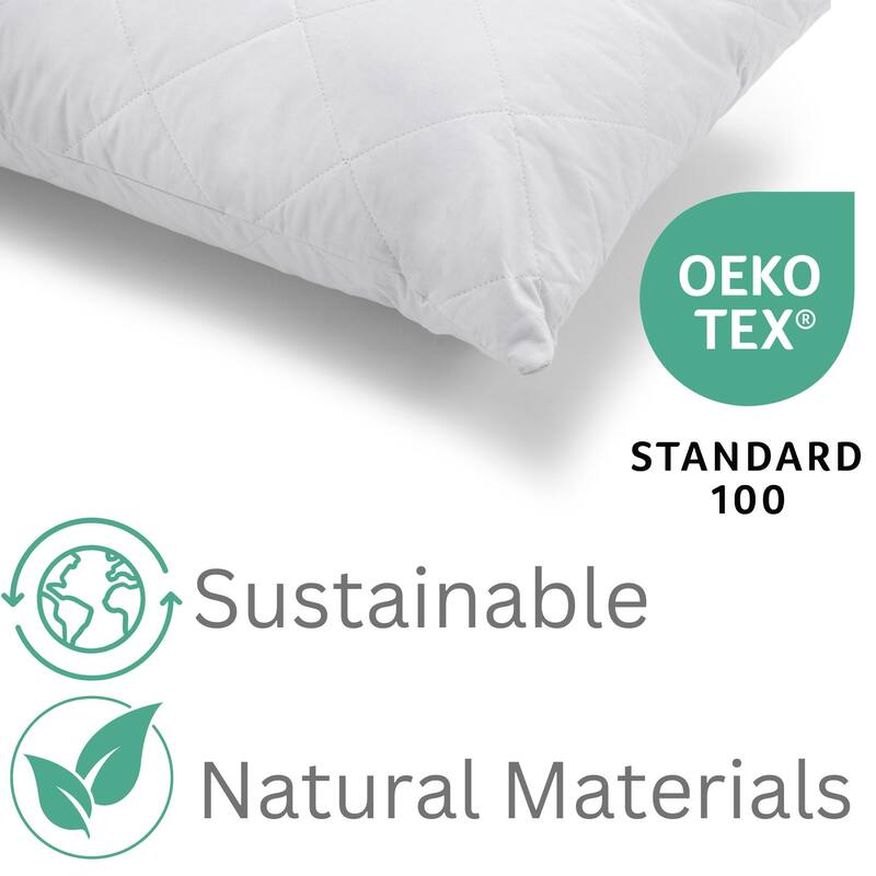 Luxe Collection Cooling Pillow - Down Alternative Linen Pillow, Queen 20x28 - Grey/Gray