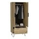 preview thumbnail 7 of 5, 30.1" Modern Double-door Armoire with One Drawer and Hanging Rod for Bedroom