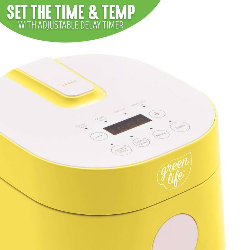 GreenLife Healthy Ceramic Nonstick Rice & Grains Cooker, Yellow