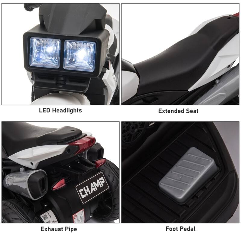 Kids Electric Motorcycle with 3 Wide Wheels, Padded Seat and Music Safe Headlights for Ages 3-5 Years