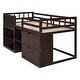 preview thumbnail 7 of 14, Twin Size Low Loft Bed With Rolling Desk,Shelf and Drawers for Home