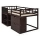 preview thumbnail 7 of 25, Twin Size Low Loft Bed in Sturdy Wood Frame with Rolling Desk, Shelf, and Two Storage Drawers, Full-Length Guardrail