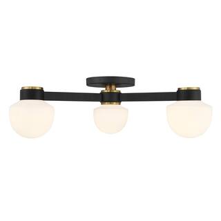 Ceiling Light in Matte Black with Natural Brass