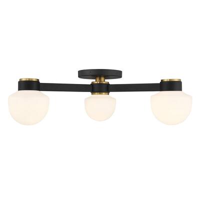 Ceiling Light in Matte Black with Natural Brass
