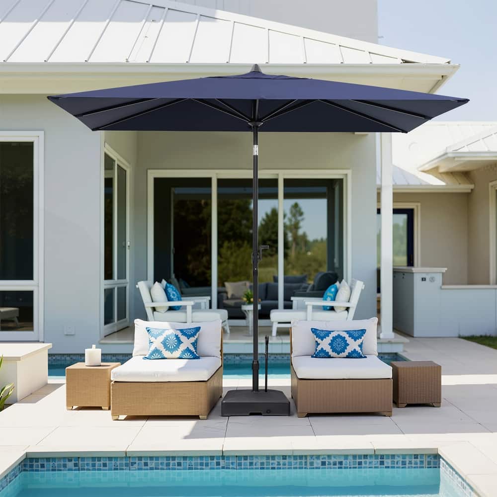 9 x 5 FT Patio Outdoor Rectangular Market Umbrella with Square Base Stand