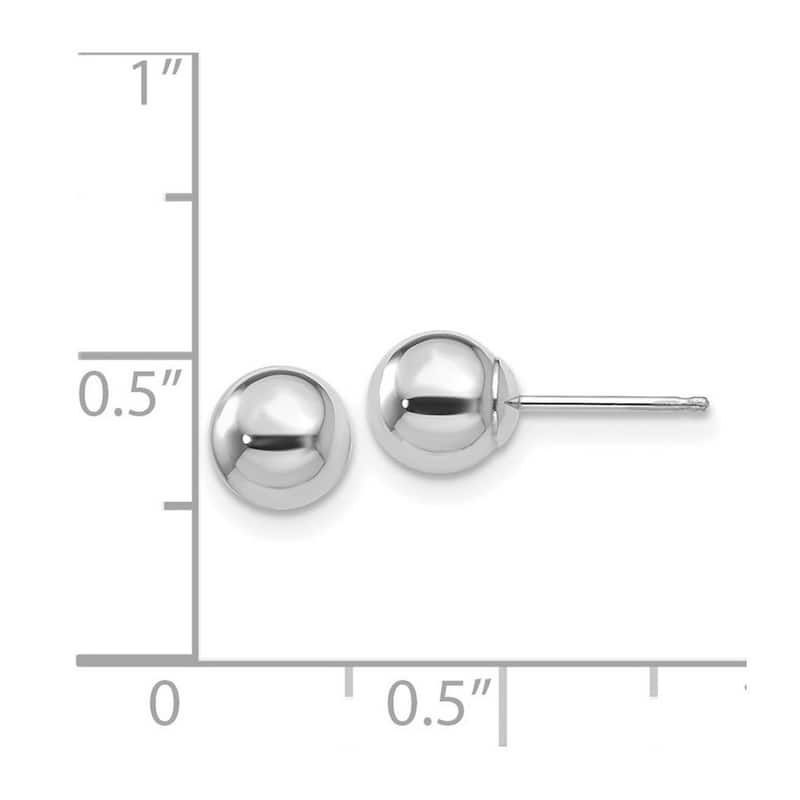 Curata 14k White Gold Polished 6mm Ball Post Earrings