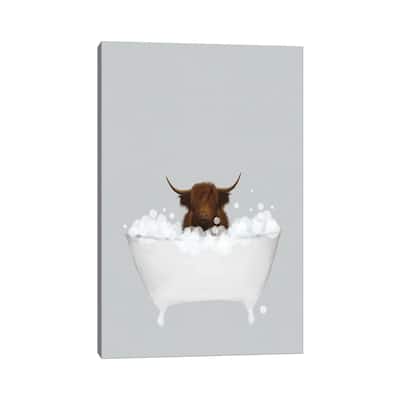 iCanvas "Highland Cow Blue Bath" by Leah Straatsma Canvas Print