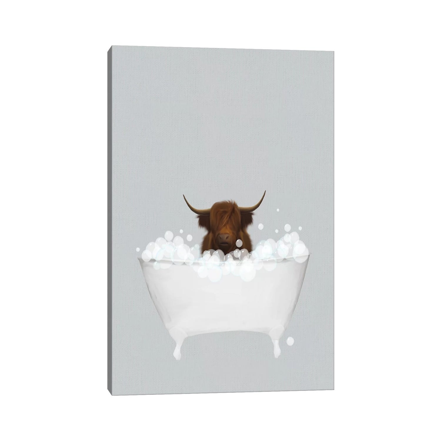 iCanvas "Highland Cow Blue Bath" by Leah Straatsma Canvas Print