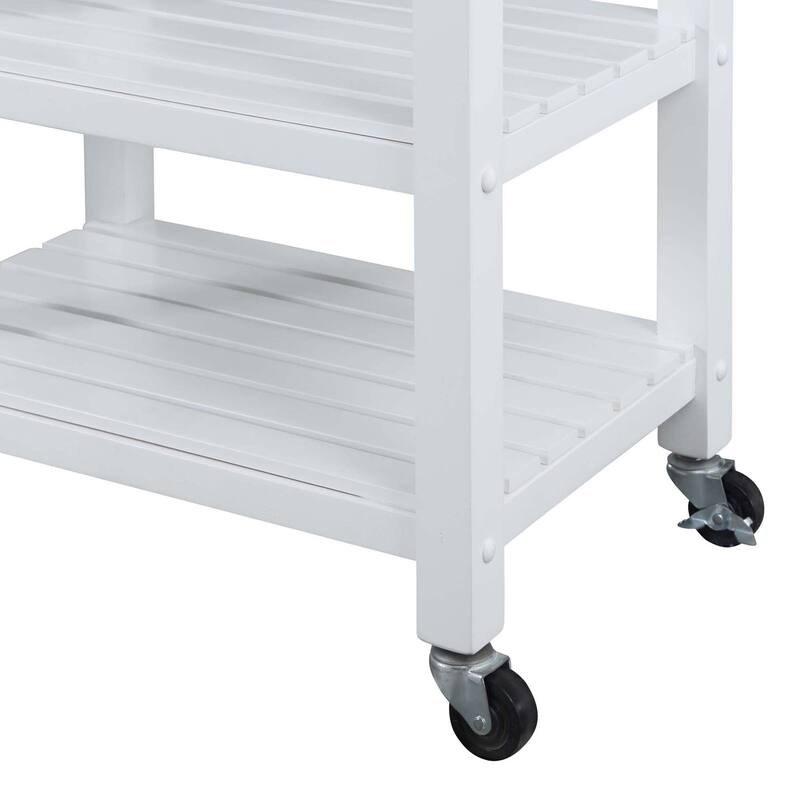 Ellaine 4 Tier Butcher Block Kitchen Cart with Drawer and Wine Rack