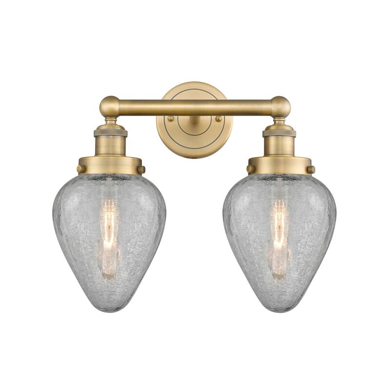 Innovations Lighting 616-2W-12-15 Geneseo Vanity Geneseo 2 Light 15" - Brushed Brass / Clear Crackle