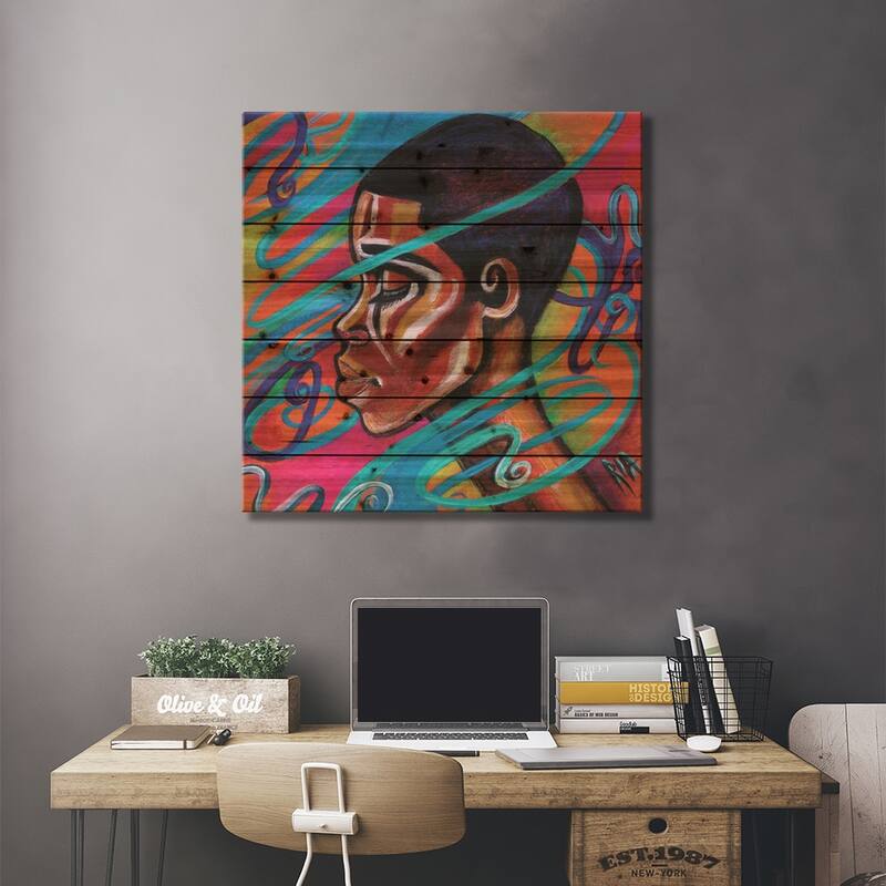 Laced Print On Wood by Artist Ria - Multi-Color