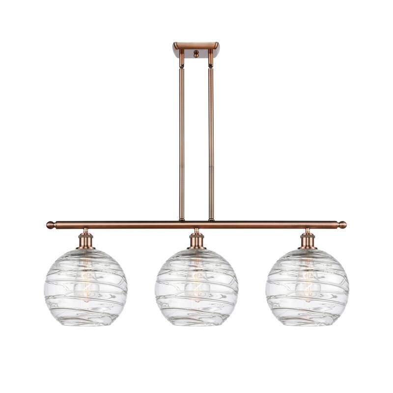 Innovations Lighting 516-3I-13-37 Athens Linear Athens 3 Light 37" - Antique Copper / Clear Deco Swirl