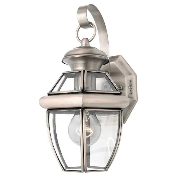 slide 1 of 1, Newbury 1-Light Outdoor Wall Lantern in Pewter Pewter