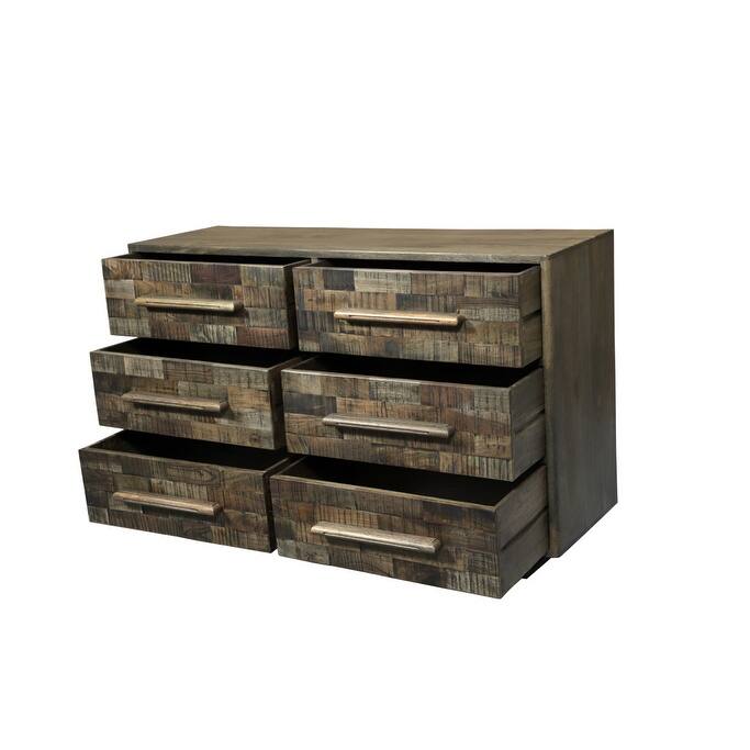 HomeRoots 57" Brown Solid Wood Six Drawer Dresser