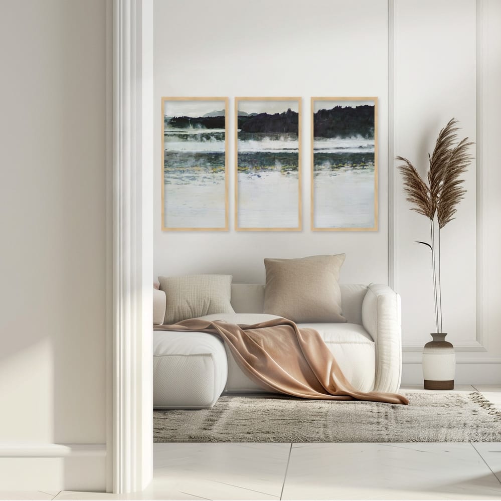 "Tides Abstract" Set of Three Framed Textured Wall Art - Multi-Color