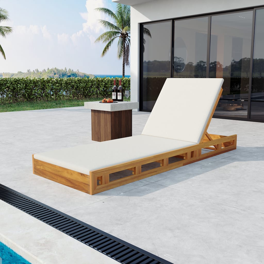 Outdoor Patio Chaise Lounge Chairs Adjustable Backrest Lounge Chairs with Water-repellent Cushions for Poolside Balcony Garden