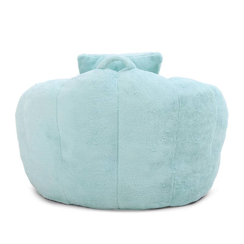 Faux Fur Shell-Shaped Medium Bean Bag Chair with Footstool