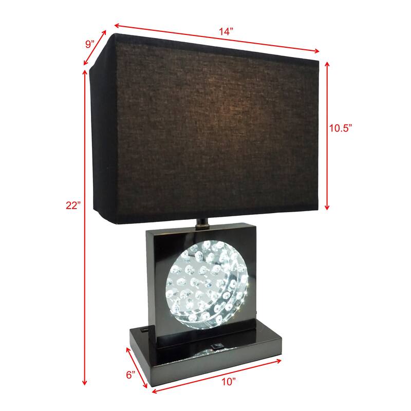 1pc Luxury Crystal Accent Table Lamp Nickel Led Light Touch Lamp Rectangular Shade Chrome Color Finish