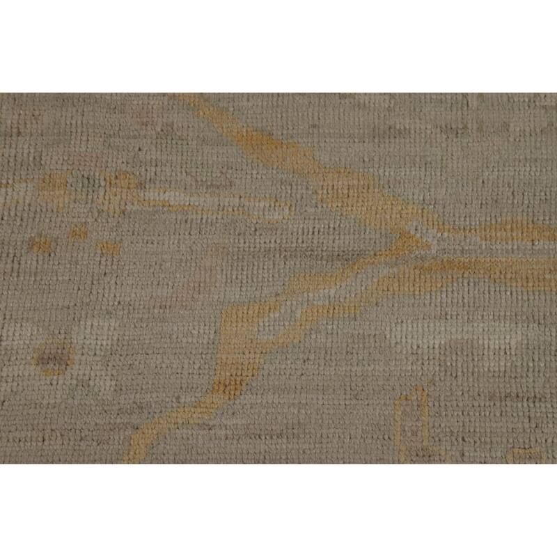 Vegetable Dye Oushak Turkish Rug Hand-Knotted Floral Wool Carpet - 8'5" x 9'10"