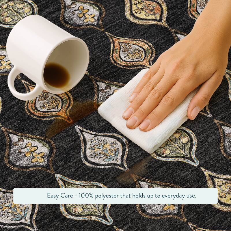 Machine Washable Indoor/ Outdoor Casual Greenwood Chantille Rug