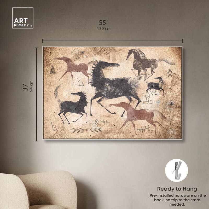 Cave Drawing Horses Canvas by Art Remedy