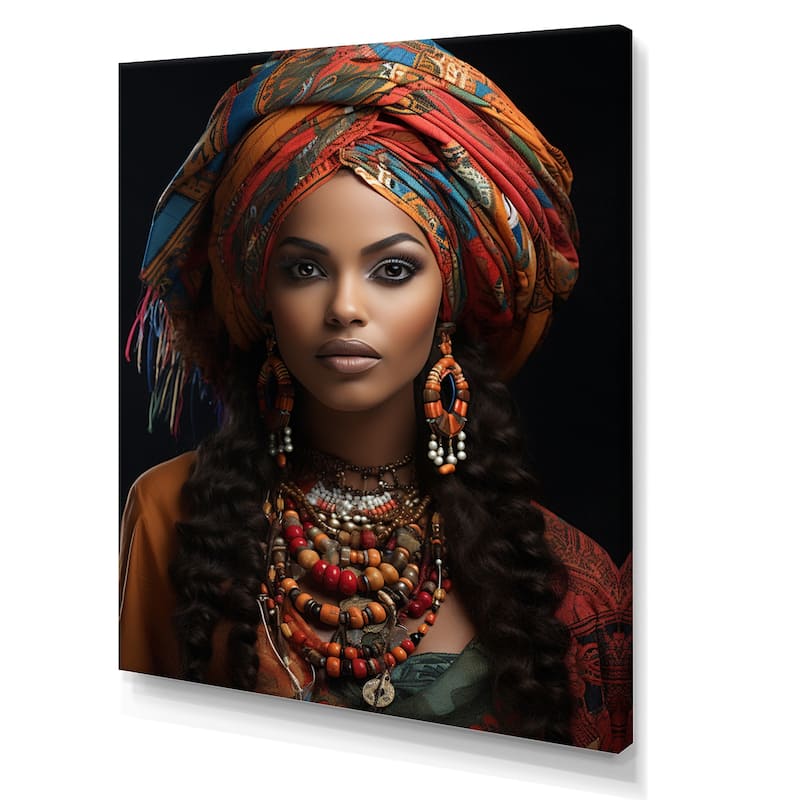 Designart "African Adorned Beauty I" African Art Canvas Prints