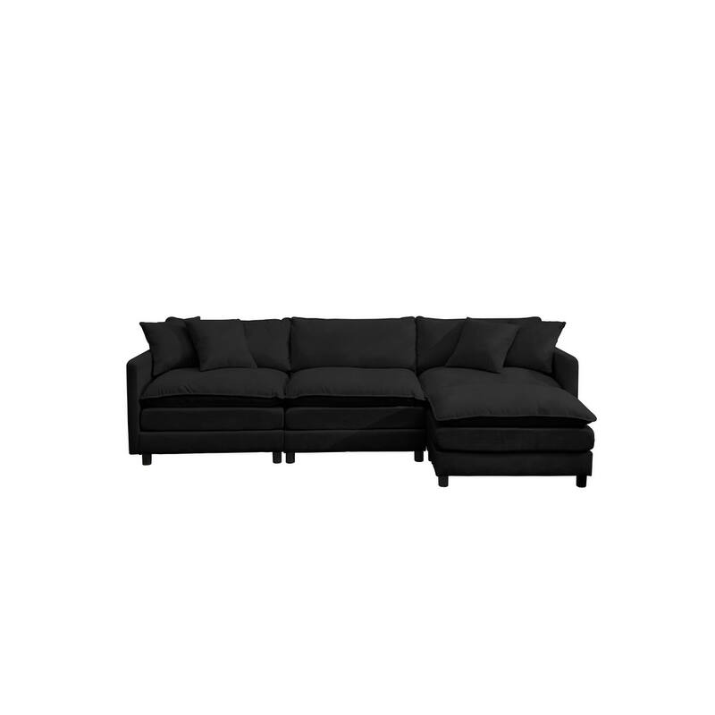 108" L-Shaped Chenille Sectional Sofa with Movable Ottoman