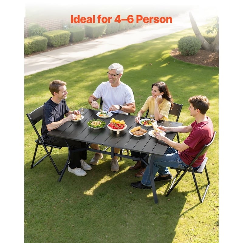 Black Metal Patio Weather Resistant Rectangular Table with Powder Coated Surface Rust - 59” x 38” x 29”