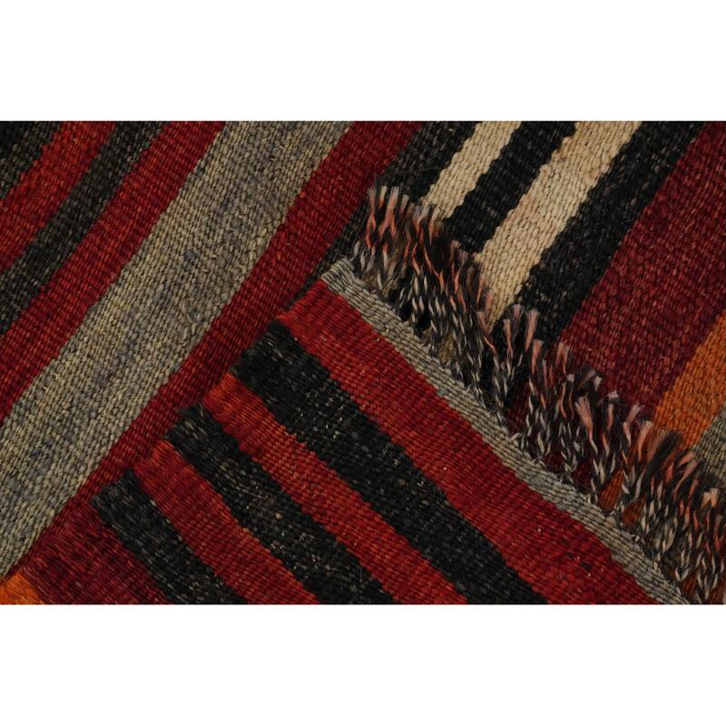 Hand Woven Oriental 100% Wool Carpet Southwestern Geometric Multi-Colored Kilim Area Rug - 9' 1'' X 5' 4''