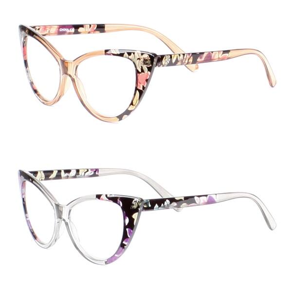 Shop Womens Cat Eye Reading Glasses 2 Pairs 1 Brown 1 Gray
