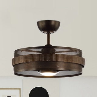 21" Rustic Bronze Metal Chandelier Encolosed Ceiling Fan with Light and Remote