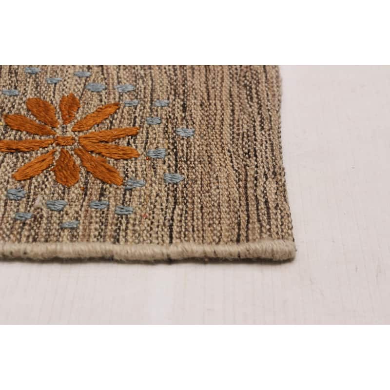 ECARPETGALLERY Flat-Weave Ankara FW Tan Viscose, Wool Kilim - 8'0 x 11'6